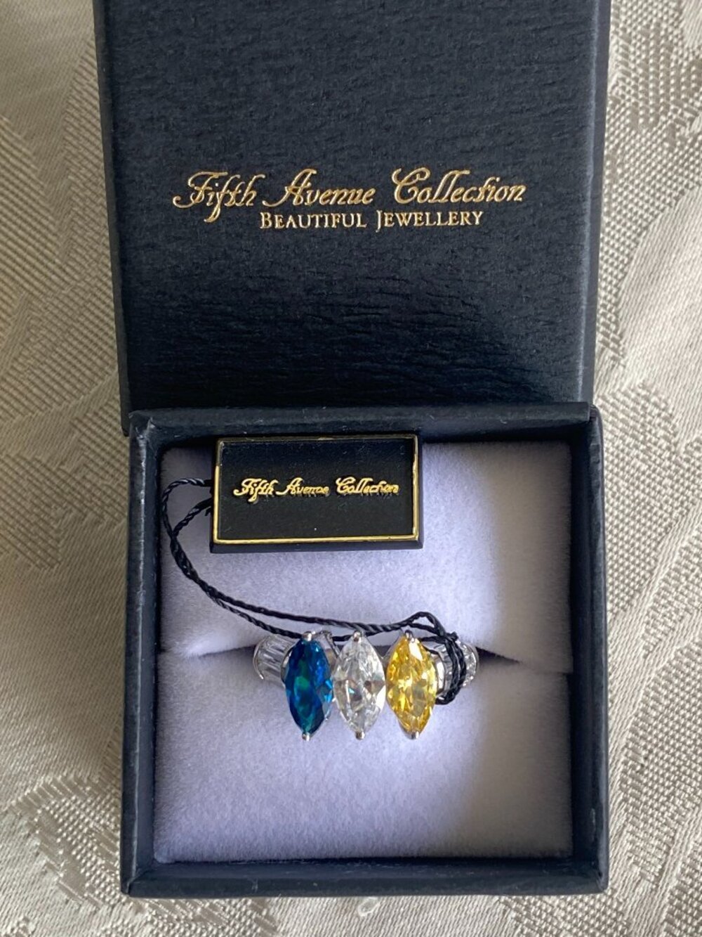 NWT Fifth Avenue Sterling Silver Marquise Multi Stone Ring Sz 8​